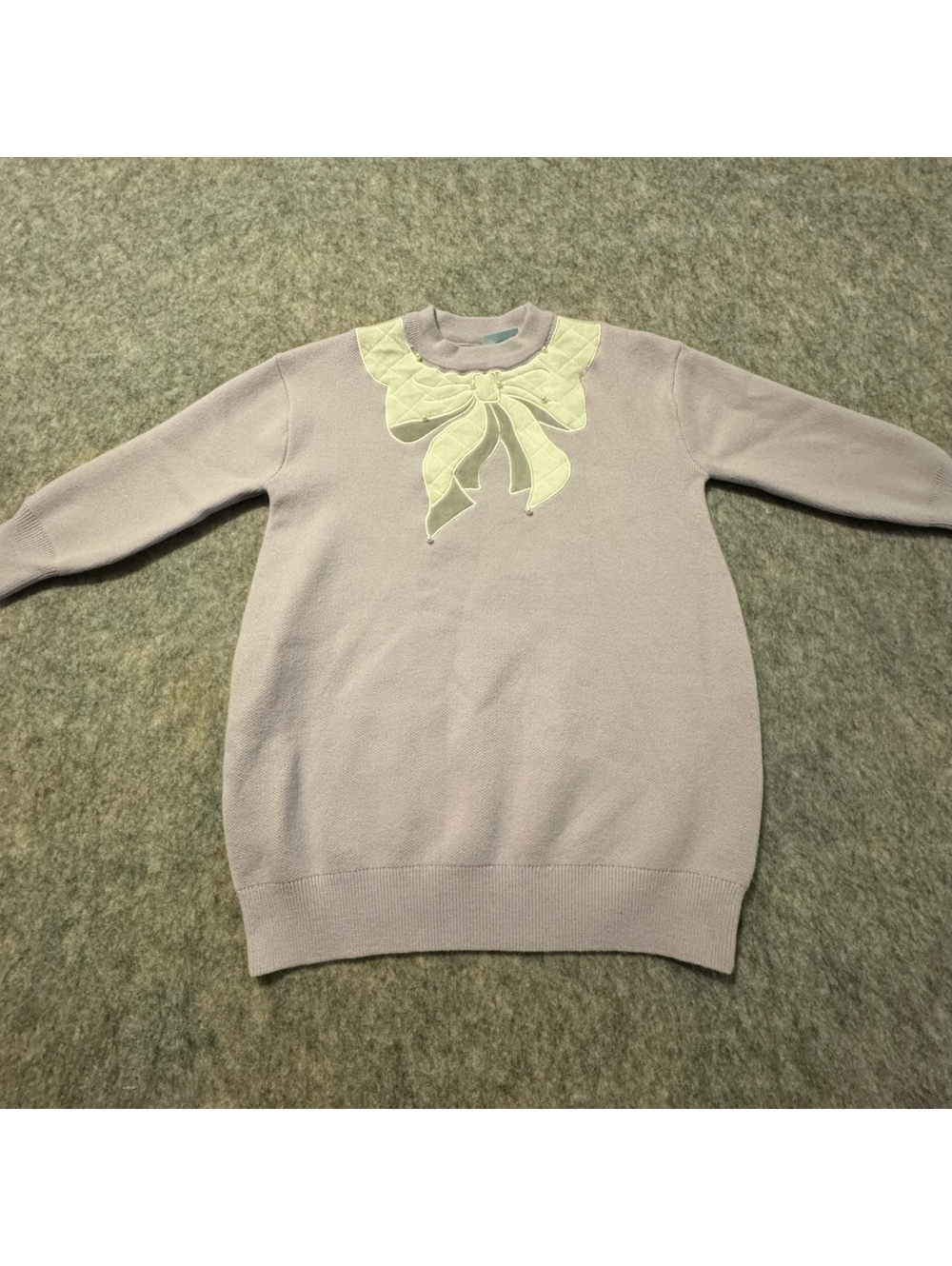 Balabala Lavender Bow Embroidered/Appliqué Knit Sweater Dress Cute Girls 6/7